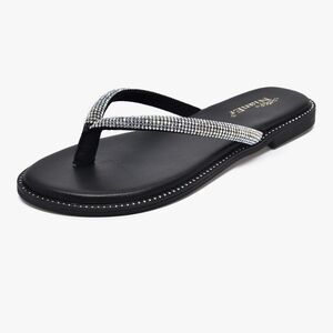 Black and Silver Sparkle Sandals